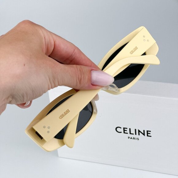 Celine CL40245U 39A BRAND NEW Sunglasses Butter Beige Smoke Geometric Unisex main image 9